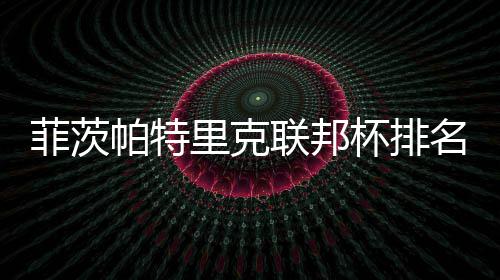 杯排0万里克联邦名升突破一 到第奖金帕特菲茨